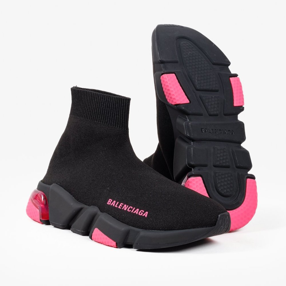 Balenciaga Black and Pink Speed LT Sneakers - Picture 5 of 12